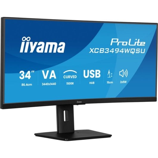 iiyama ProLite XCB3494WQSU-B1 34" LED VA UltraWide QHD 120Hz Altezza Regolabile FreeSync Premium Curvo