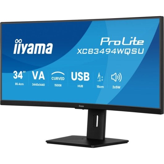 iiyama ProLite XCB3494WQSU-B1 34" LED VA UltraWide QHD 120Hz Altezza Regolabile FreeSync Premium Curvo