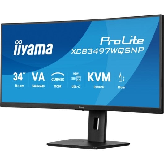 iiyama ProLite XCB3497WQSNP-B1 34" LED VA UltraWide QHD 120Hz Altavoces Altura Ajustable Curva USB-C