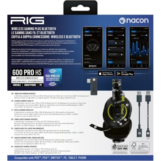 Casque de jeu sans fil Nacon RIG 600 PRO HS pour PC/Xbox/PS4/PS5/Switch Camouflage