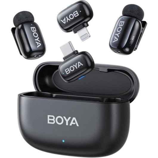 Boya Mini-12 Micrófono 5g Dual 100m Cancelación Ruido Lightning/usb-c 30h Negro