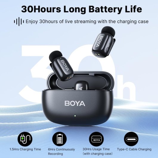 Boya Mini-15 Micrófono 5g Cancelación Ruido Con Ia  Lightning100m 48khz Negro