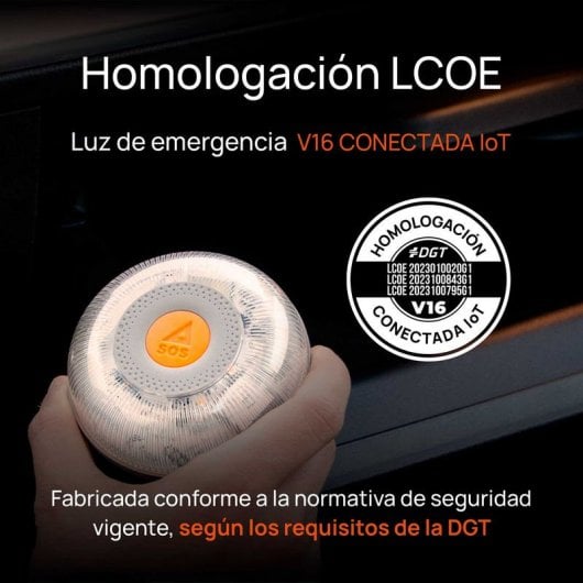 FlashLED Beacon V16 IoT connesso, certificato DGT, app mobile SOS Alert + custodia antiurto