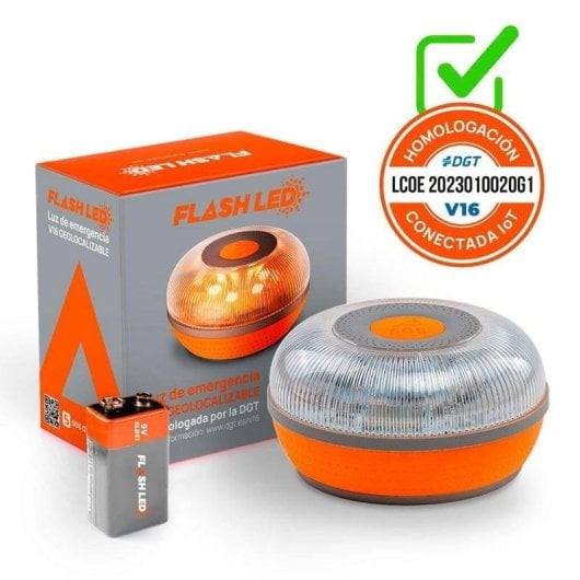 Baliza FlashLED SOS V16 IoT Homologada DGT Geolocalizada SIM Magnetisch Grau/Orange