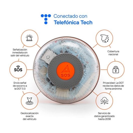 FlashLED Beacon V16 IoT connesso, certificato DGT, app mobile SOS Alert + custodia antiurto