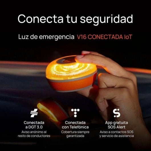 Baliza FlashLED SOS V16 IoT Homologada DGT Geolocalizada SIM Magnetisch Grau/Orange