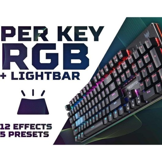 Acer Predator Aethon 303 Teclado Gaming Mecánico USB RGB Switch Kailh Blue Negro Teclado USA