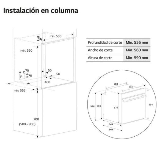 LG WS7D7631WB Horno Pirolítico Instaview 76L A+ Acero Negro Mate