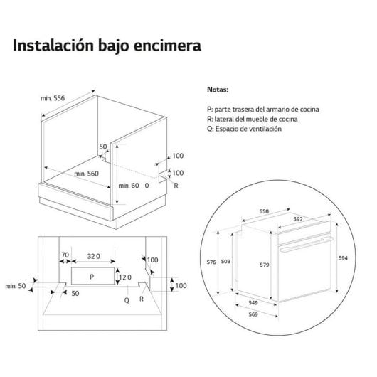 LG WS7D7631WB Horno Pirolítico Instaview 76L A+ Acero Negro Mate