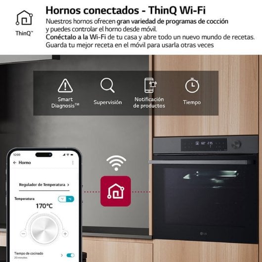 LG WS7D7631WB Horno Pirolítico Instaview 76L A+ Acero Negro Mate