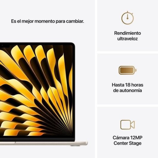 Apple MacBook Air Apple M4 10 Núcleos/16GB/256GB SSD/GPU 10 Núcleos/15.3" Blanco Estrella