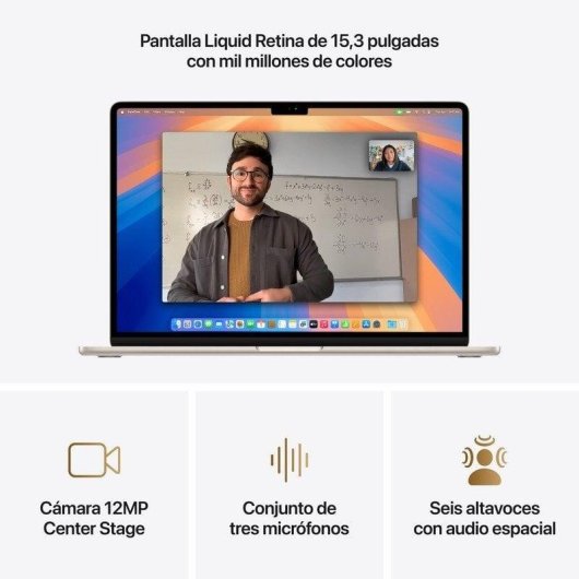 Portátil Apple MacBook Air 15,3" M4 16GB GPU 10 núcleos 256GB SSD macOS Ecrã Liquid Retina