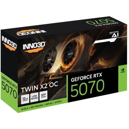Scheda grafica Inno3D GeForce RTX 5070 TWIN X2 OC da 12 GB GDDR7 Reflex 2 RTX AI DLSS4
