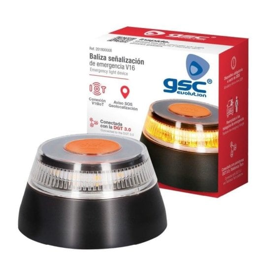 Balise V16 GSC Evolution 201800008 Homologuée DGT Géolocalisée Base magnétique IP54 Orange