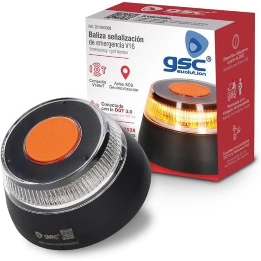 Balise V16 GSC Evolution 201800008 Homologuée DGT Géolocalisée Base magnétique IP54 Orange