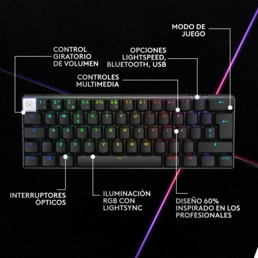 Logitech G Pro X 60 Lightspeed Teclado Inalámbrico Gaming Mecánico RGB TKL Negro
