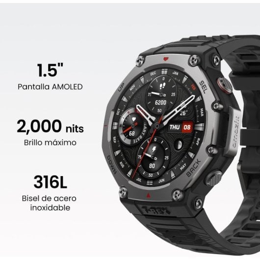 Amazfir T-Rex 3 Reloj Smartwatch AMOLED 2000nits GPS Mapas Control por Voz con IA Lava