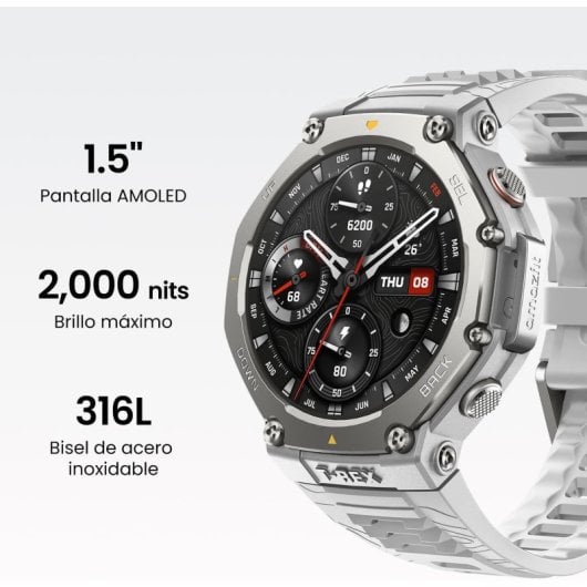 Amazfir T-Rex 3 Reloj Smartwatch AMOLED 2000nits GPS Mapas Control por Voz con IA Haze Gray