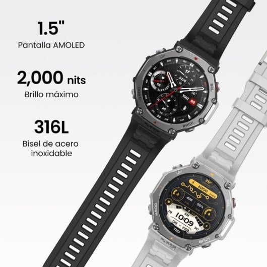 Amazfir T-Rex 3 Reloj Smartwatch AMOLED 2000nits GPS Mapas Control por Voz con IA Haze Gray