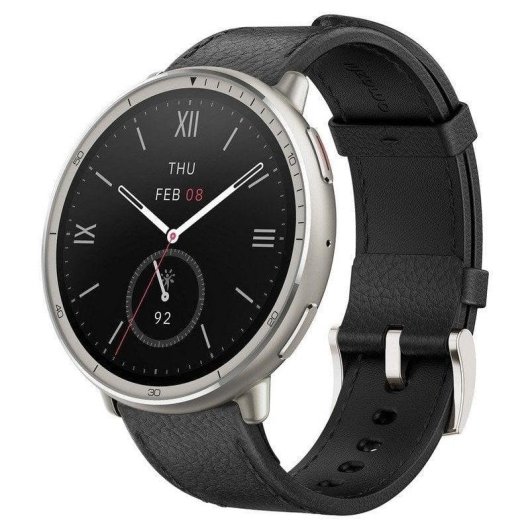 Amazfit Active 2 NFC Bluetooth 1.32" AMOLED Prata Correa Preta e Vermelha M Resistente à água 5ATM SpO2 Pulsómetro