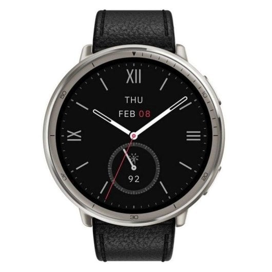 Amazfit Active 2 NFC Bluetooth 43,9mm AMOLED Silber mit schwarzem Lederarmband Wasserdicht 5ATM SpO2