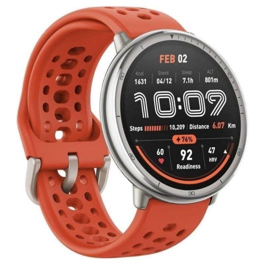 Amazfit Active 2 NFC Bluetooth 1.32" AMOLED Prata Correa Preta e Vermelha M Resistente à água 5ATM SpO2 Pulsómetro