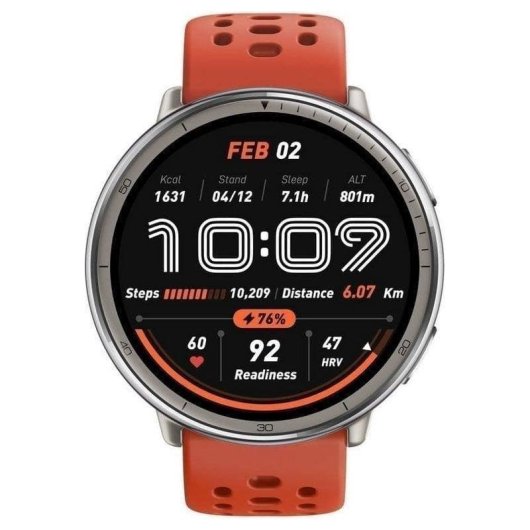 Amazfit Active 2 NFC Bluetooth 1.32" AMOLED Prata Correa Preta e Vermelha M Resistente à água 5ATM SpO2 Pulsómetro