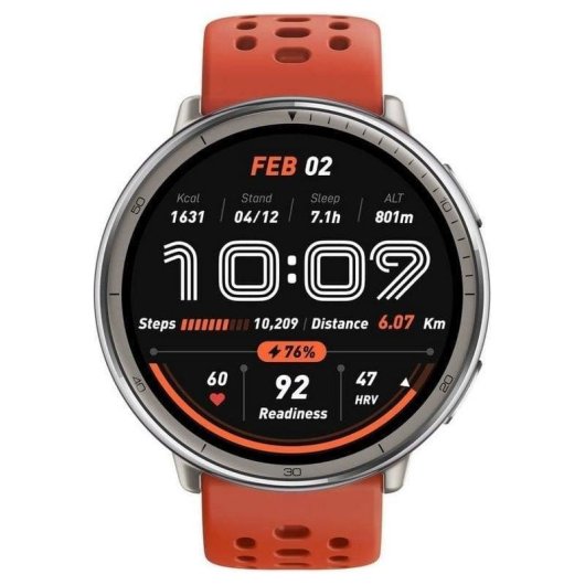 Amazfit Active 2 NFC Bluetooth 1.32" AMOLED Prata Correa Preta e Vermelha M Resistente à água 5ATM SpO2 Pulsómetro