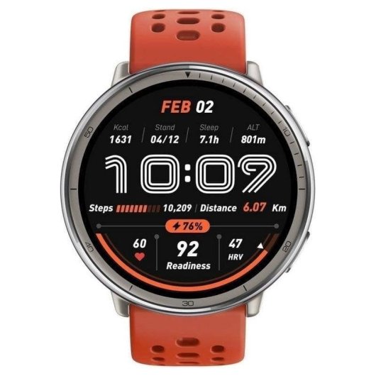Amazfit Active 2 NFC Bluetooth 1.32" AMOLED Prata Correa Preta e Vermelha M Resistente à água 5ATM SpO2 Pulsómetro