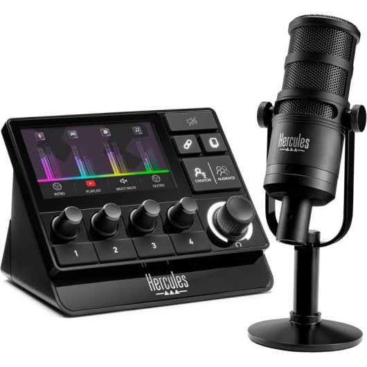 Hercules Stream Essentials Kit XLR Micrófono y Controladora para Streaming