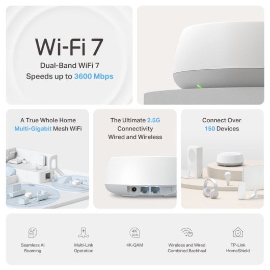 TP-Link Deco BE25 Pack 2 Sistemas Wi-Fi 7 Mesh BE3600 Dual Band com Portas 2.5G