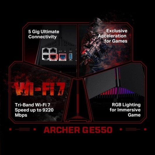 Router TP-Link Archer GE550 WiFi 7 5G 11Gbps Tri-Band Gaming