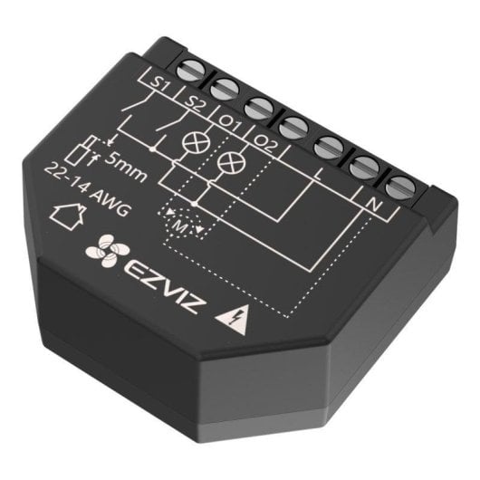 Relais Wi-Fi EZVIZ T36WN Contrôle des volets et de l’éclairage, Double canal, Encastrable