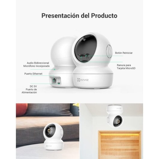 EZVIZ H6c 2K+ Câmara de Segurança Interior Rotativa QHD 4MP Visão Noturna