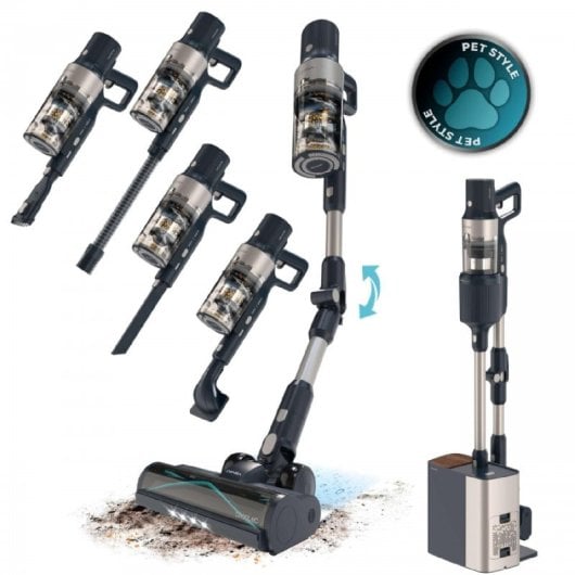 Cecotec Conga Rockstar 5500 Hurricane Station Pet Flex Aspiradora Escoba 700 W 90 Minutos Autonomía Negro/Inox