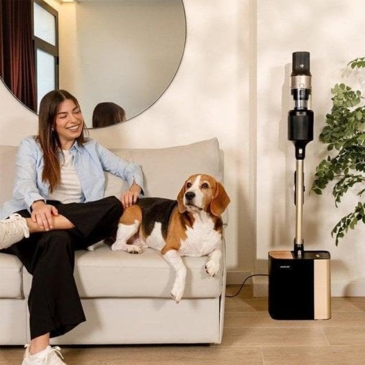 Akku Staubsauger Cecotec Conga Rockstar 5500 Hurricane Station Pet Flex 700W 90 Minuten Anti-Verhedderung Tierhaare LED-Flexrohr