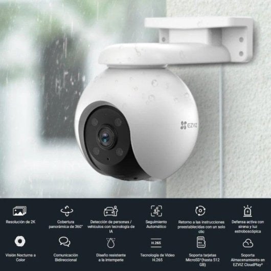 Videocamere di sorveglianza EZVIZ H8 Pro 2K Visione Notturna Interno ed Esterno Rilevamento IA Audio Bidirezionale