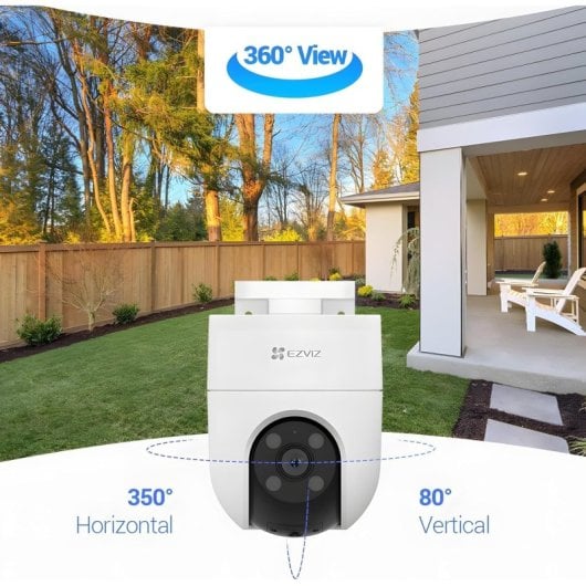 Caméra de sécurité extérieure Wi-Fi EZVIZ H8c 4G 2K avec vision nocturne panoramique à 350°