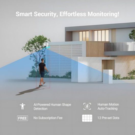 Caméra de sécurité extérieure EZVIZ H8c WiFi 2K avec vision nocturne panoramique à 350°