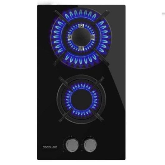 Placa de gás Cecotec Bolero Squad G 2200S vidro preto 2 queimadores WOK