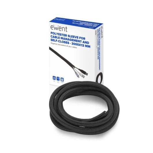 Ewent Ew1559 Kabel-Organizer mit Datum, 3000 x 13 mm, 3 m, schwarz