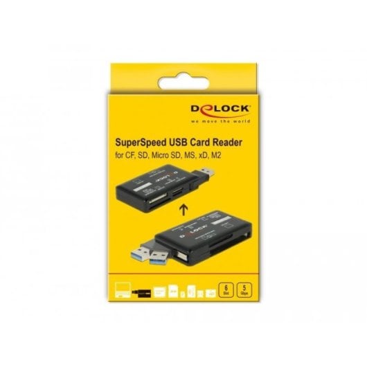 Lector De Tarjetas Delock Delock Superspeed Usb Typ-a 3.2 Gen 1 - Velocidad De Transferencia De Hasta 5 Gbps Y 6 Ranuras