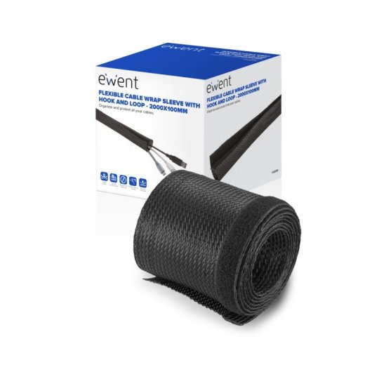 Ewent Ew1558 Kabel-Organizer mit Datum, 2000 x 100 mm, 2 m, schwarz