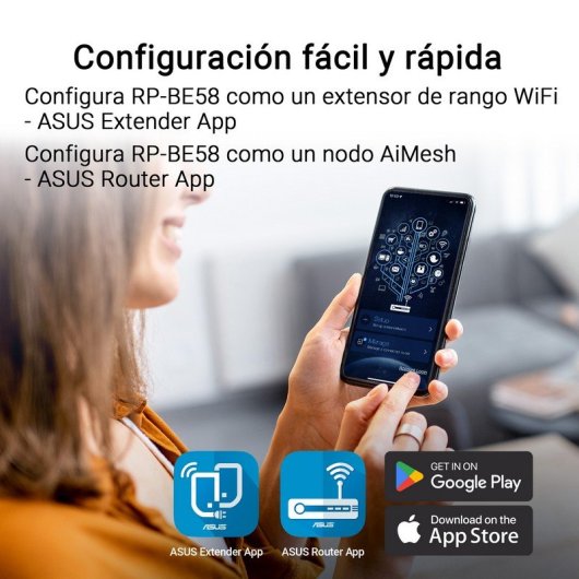 WiFi Mesh ASUS 1 Nodo 2882 Mbps 204,4 m² compatibile AiMesh Dual Band WiFi 7