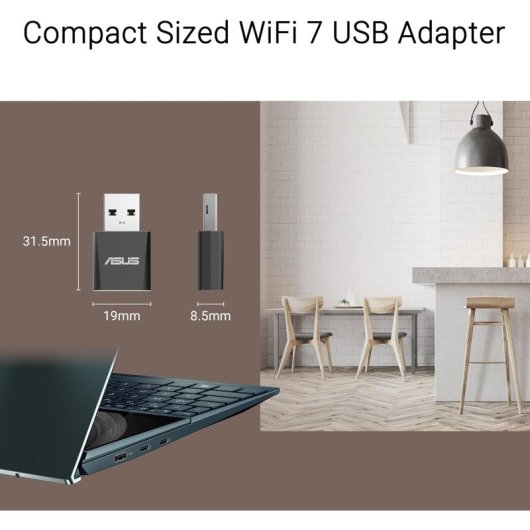 ASUS USB-BE92 Nano - Adattatore USB Nano WiFi 7 BE6500 Tri-Band