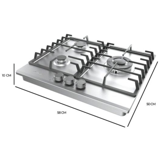 Placa Cecotec Bolero Squad G 3200F Inox 3 Fuegos Wok 6,25kW Encastrável