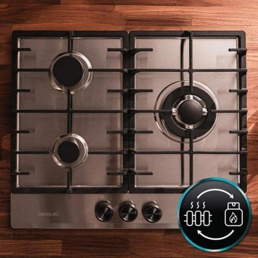 Placa Cecotec Bolero Squad G 3200F Inox 3 Fuegos Wok 6,25kW Encastrável