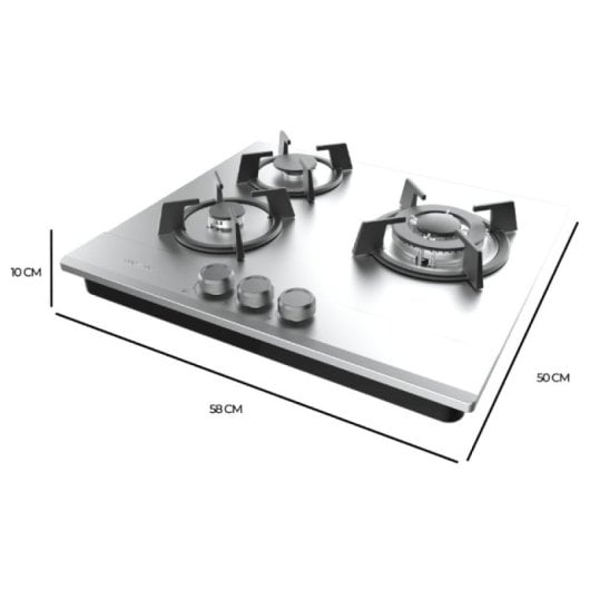 Cecotec Bolero Squad G 3200S Placa De Gas 6250w 3 Fuego Inox