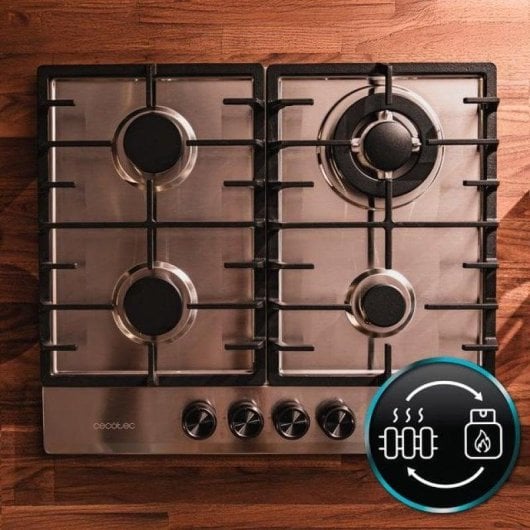 Plaque gaz Cecotec Bolero Squad G 4200F 4 brûleurs Inox 8000W wok