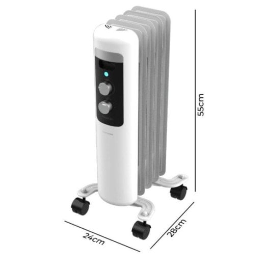 Radiador Elétrico Cecotec ReadyWarm 550 Space 1000W pequeno controlo manual compacto com rodas